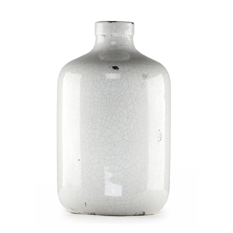 Vase de table en céramique blanche, H 17 po x l 10 po x P 10 po
