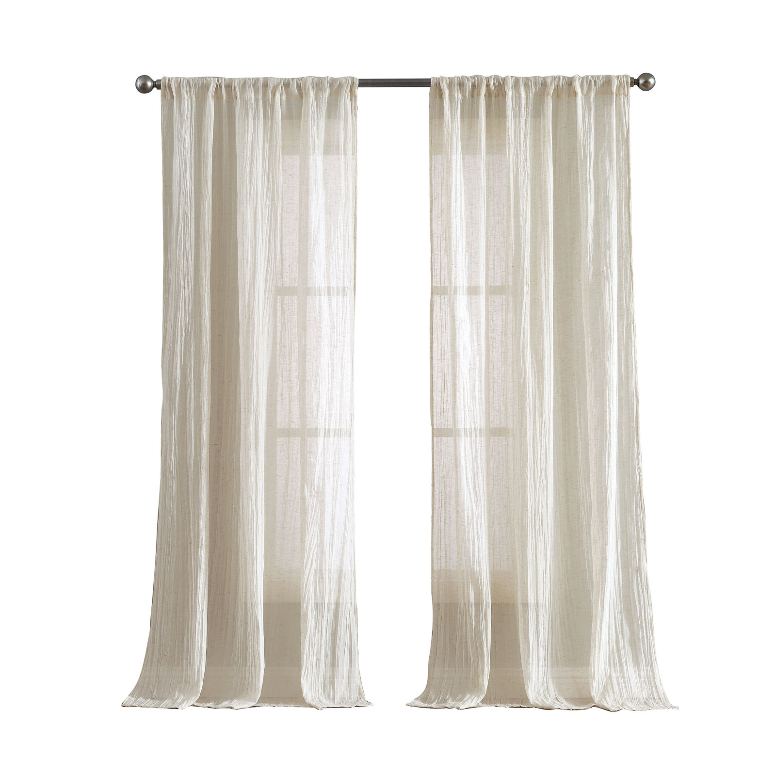 Solid Semi-Sheer Curtain Panels, 50" W x 84" H, Light Beige