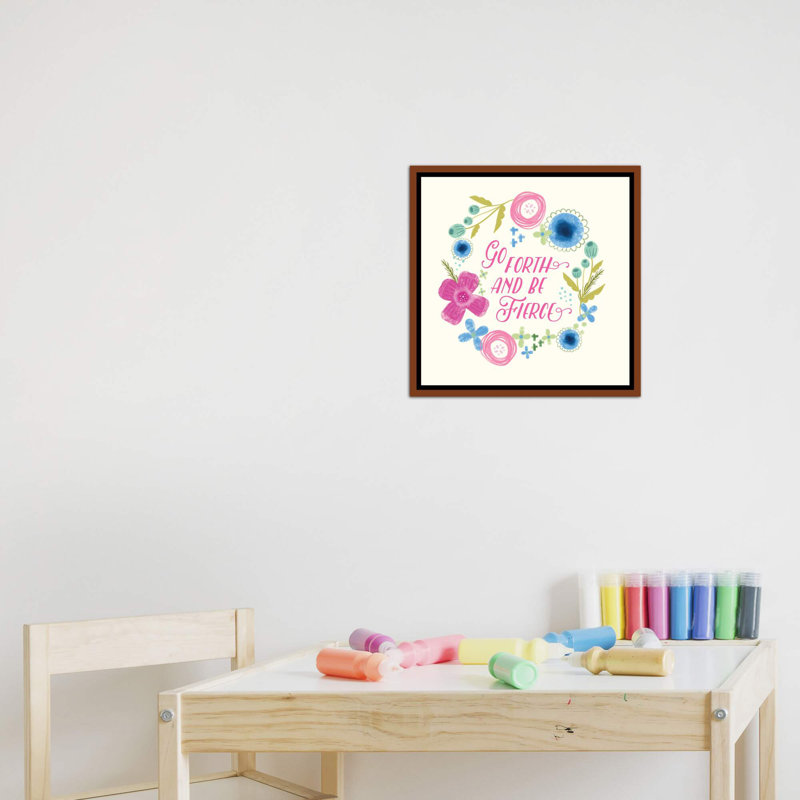 Fierce Girl Pink I - impression d'art textuel, H 18 po x l 18 po x 1,5 po, Toile avec cadre en bois classique