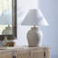 Chemise 22.25" H Ribbed Ceramic Table Lamp with Linen Empire Shade-755770541-803452989