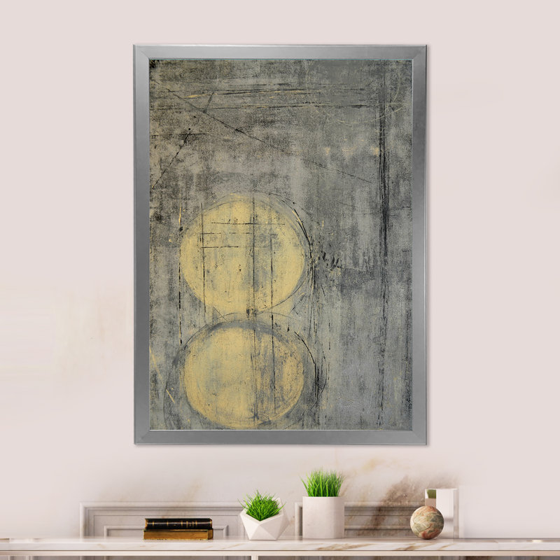 Composition grise et beige tendance - peinture sur toile, Cadre photo argenté, H 12 po x l 8 po x P 1 po