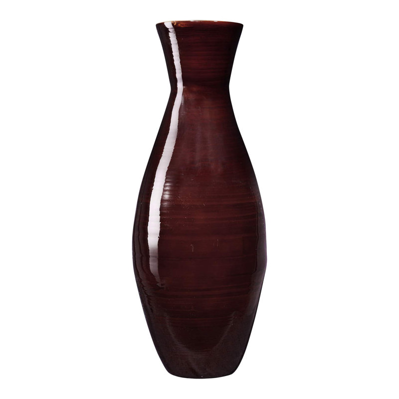 Vase de plancher en bambou Burkholder, Brun, H 20 po x l 8 po x P 8 po