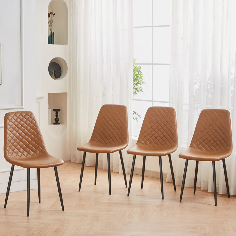 Walpole Modern Upholstered Faux Leather Dining Chair, Light Brown