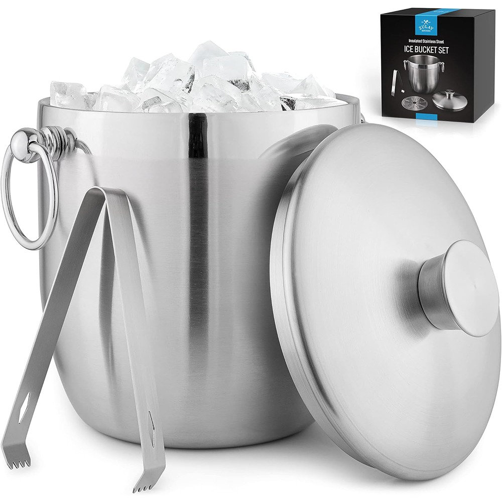 Zulay Kitchen - Ice Bucket with Lid, Strainer & Tongs (3 Liters)