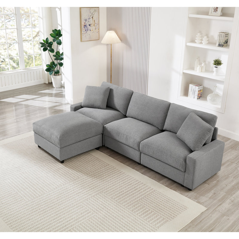 Canapés modulaires peu encombrants avec repose-pieds, tissu en polyester durable pour les salons modernes