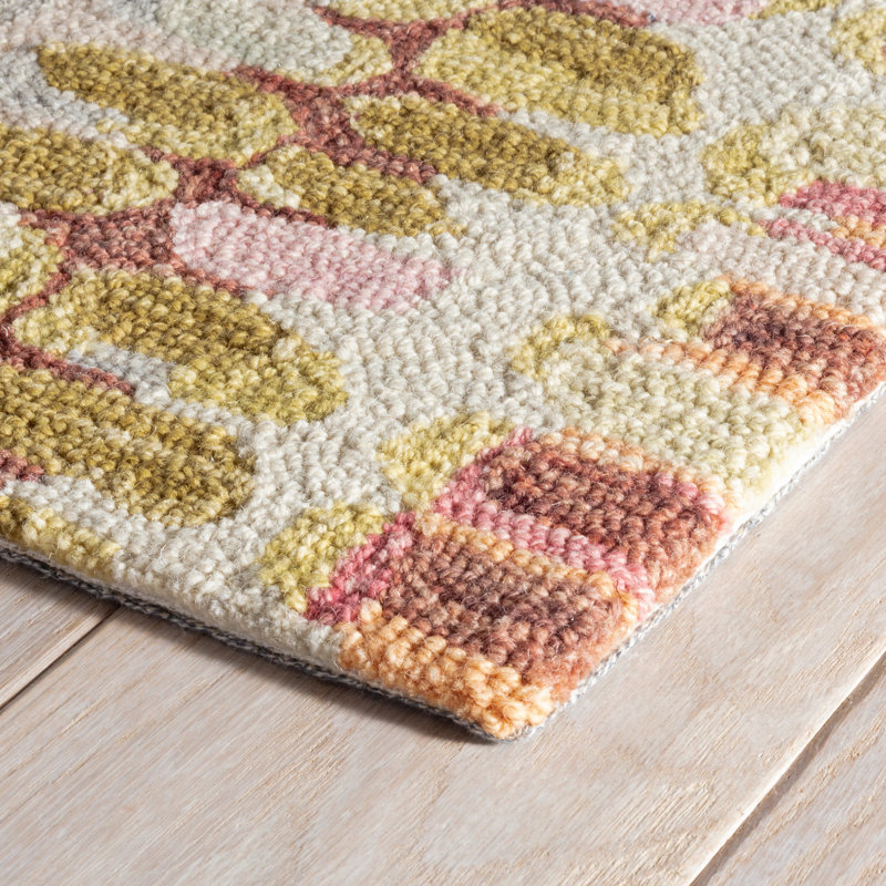 Paint Chip Pastel Hand Micro Hooked Wool Rug, Rectangle 5' x 8'