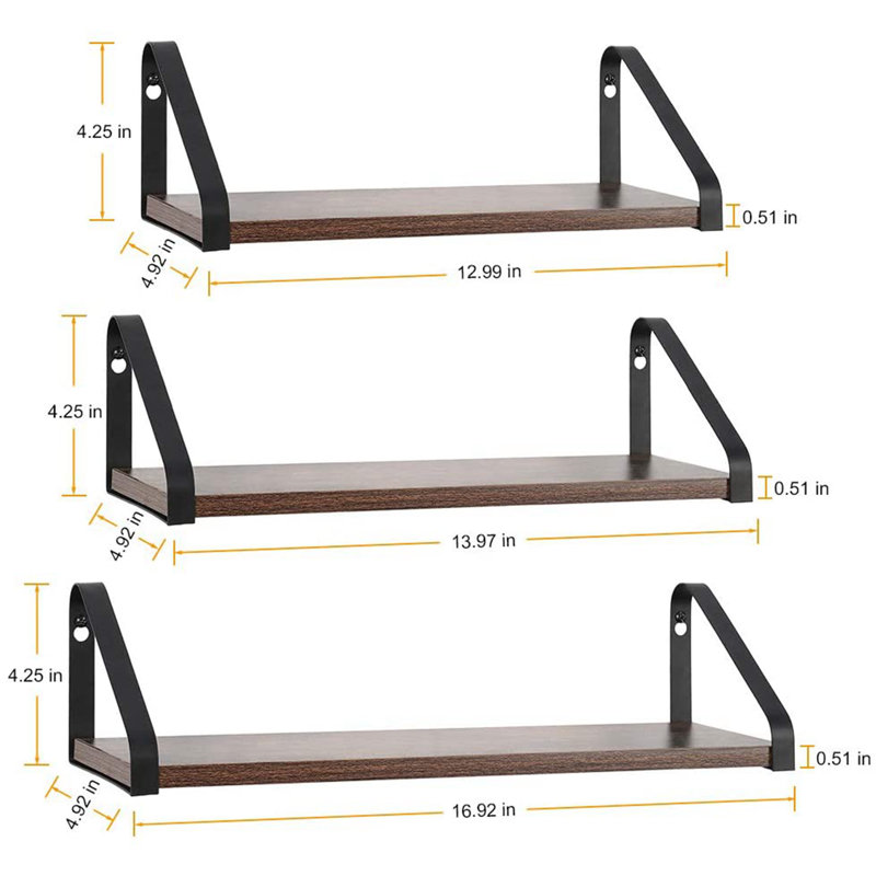 3 Piece Solid Wood Floating Shelf