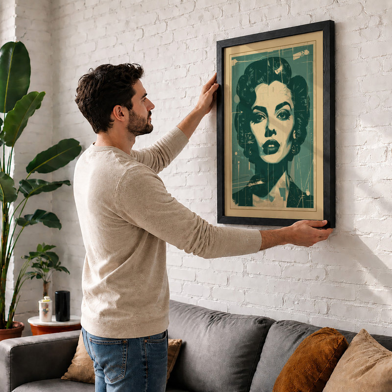 Woman in Green Modern - Framed Print, Unframed, A2 - 59.4 x 42.0 cm