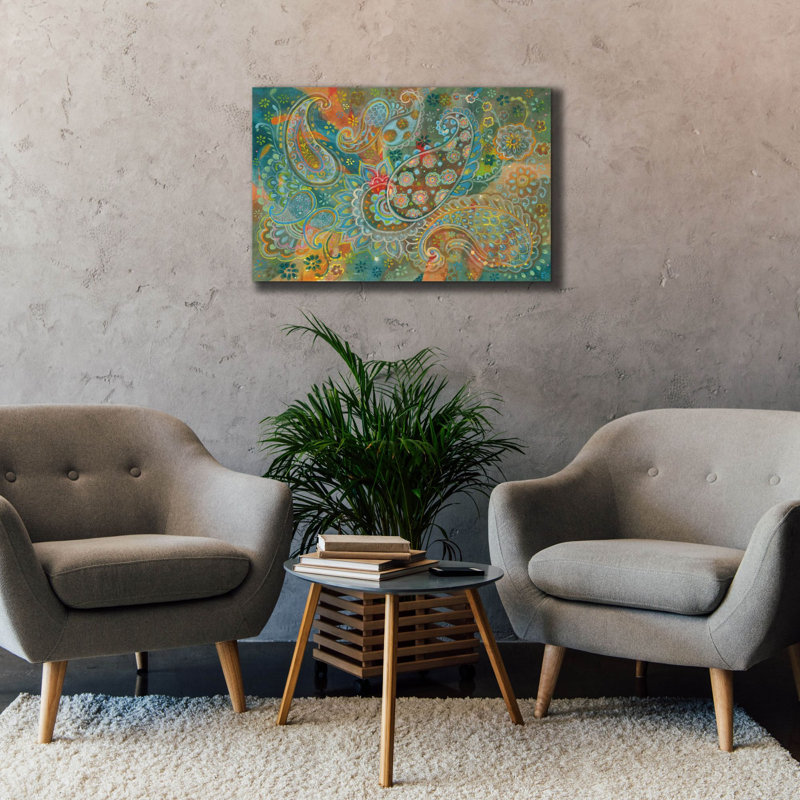 «Floral Paisley» par Danhui Nai, art mural sur toile, H 26 po x l 40 po