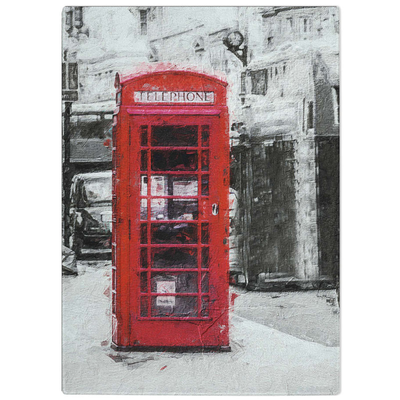 Tempered Glass a Telephone Box Chopping Board, 20 cm W x 28.5 cm L