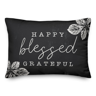  Coussin et insert rectangulaire Happy Blessed Grateful