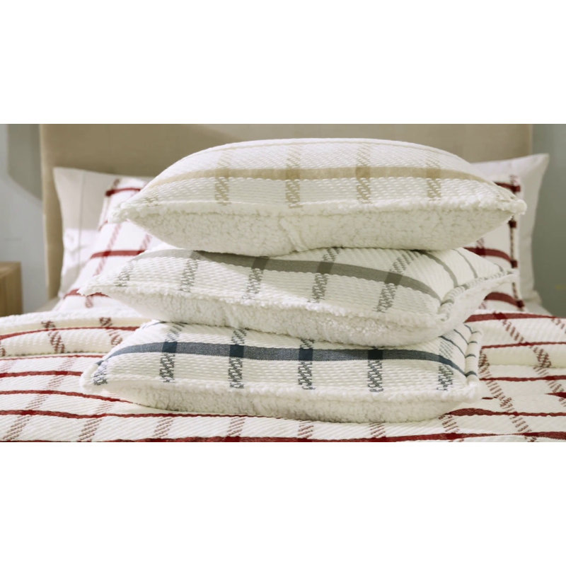 Twin Taupe Reversible Sherpa Blanket and Sham Set