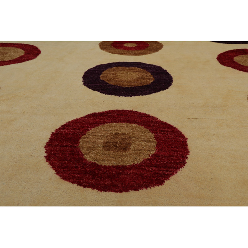 Tapis de la zone en laine 8 pi x 9 pi 1 po one-of-kind à la main noué la Stouchsburg