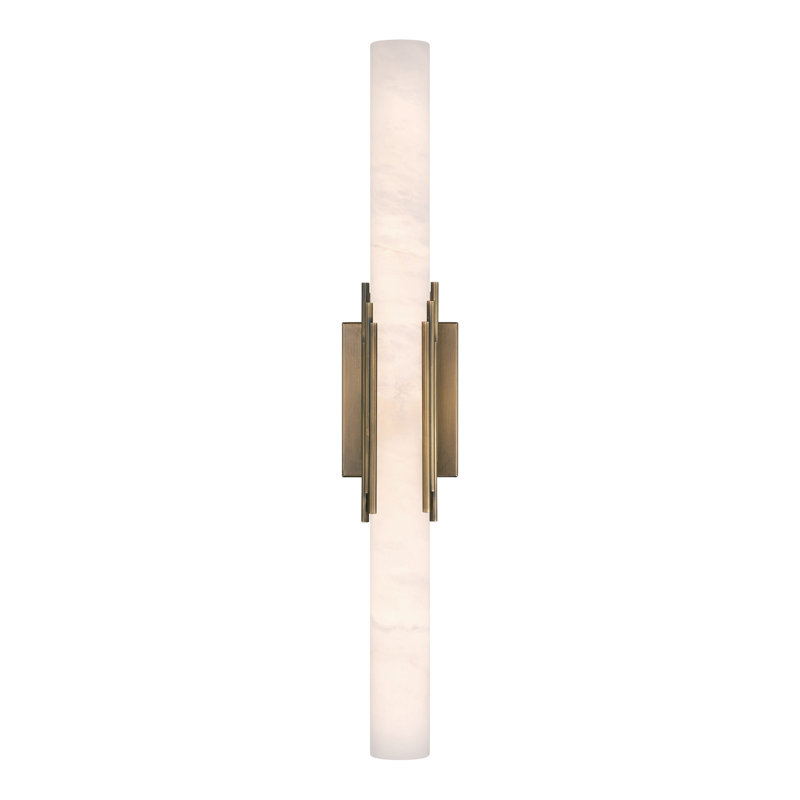 Venna, Wall Sconce , Antique Brass, Alabaster, 28" H x 4.75" W x 3.5" D