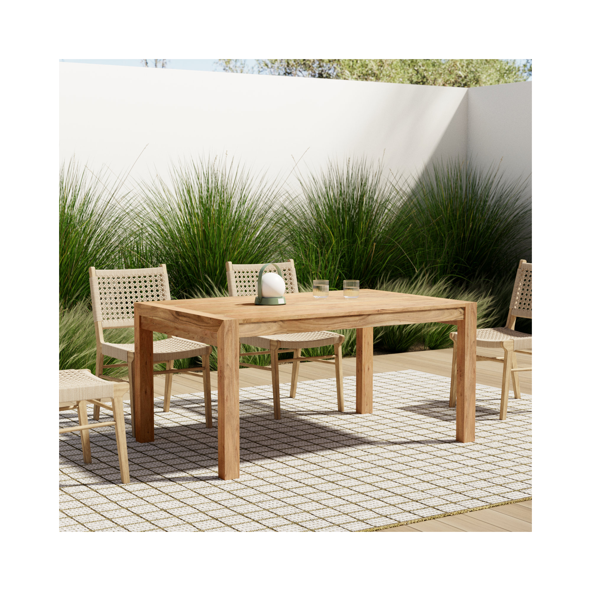 Uvita Teak Outdoor Dining Table, 38" W x 59" L x 29" H