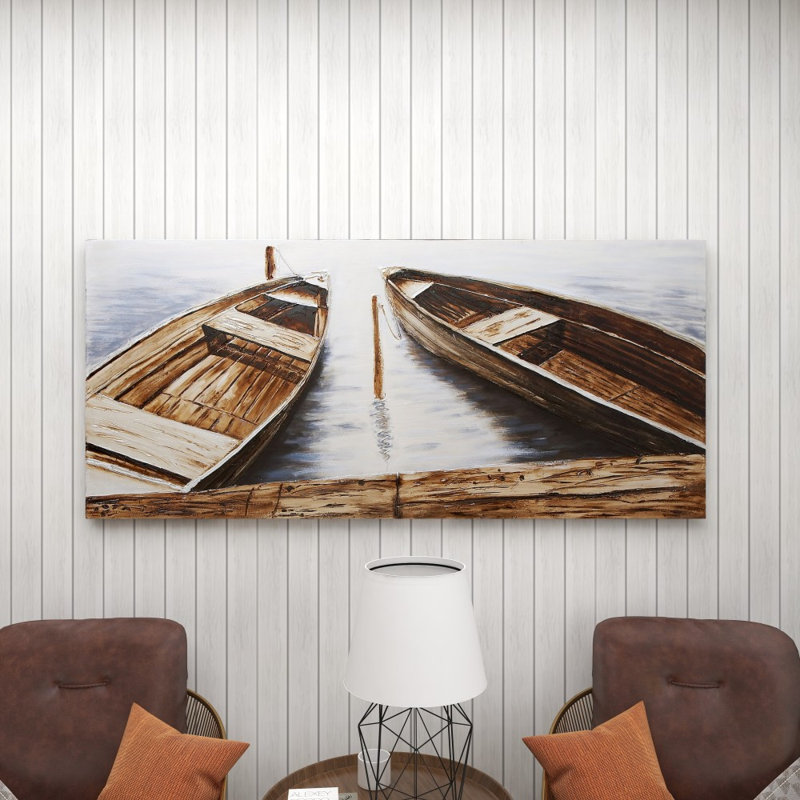 Toile, voilier, bateau, art mural brun