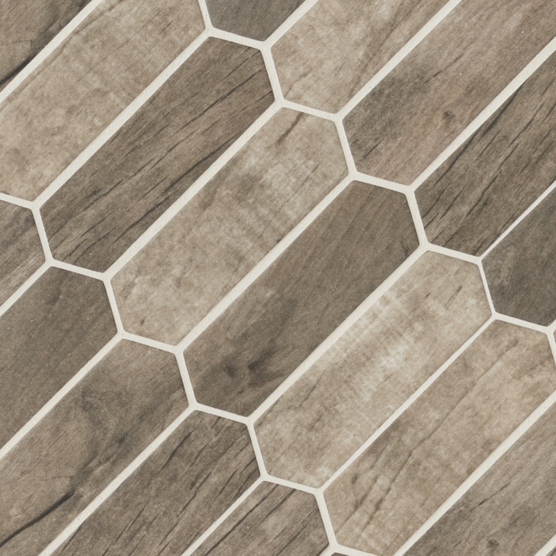 Spire 10 in. x 14 in. Glossy Glass Mosaic Wall Tile, Roman Timber