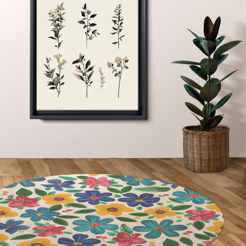 Tapis tressé Fresh Petal Blossoms, Rond 5 pi