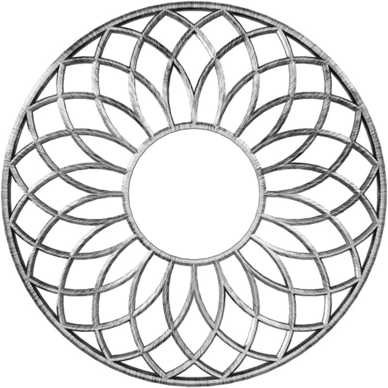 Médaillon de plafond 18 po x 18 po x 6 1/8 po x P 1/2 po Cannes, H 18 po x l 18 po x P 0,5 po, Argent antique