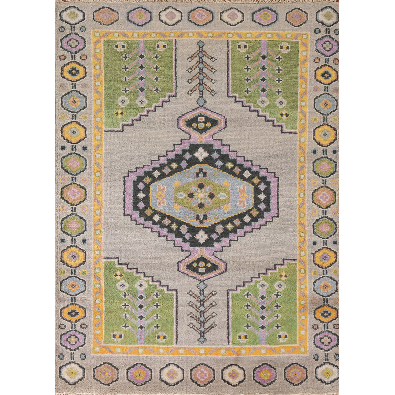 Tapis géométrique en laine Kazak indien 4 x 6