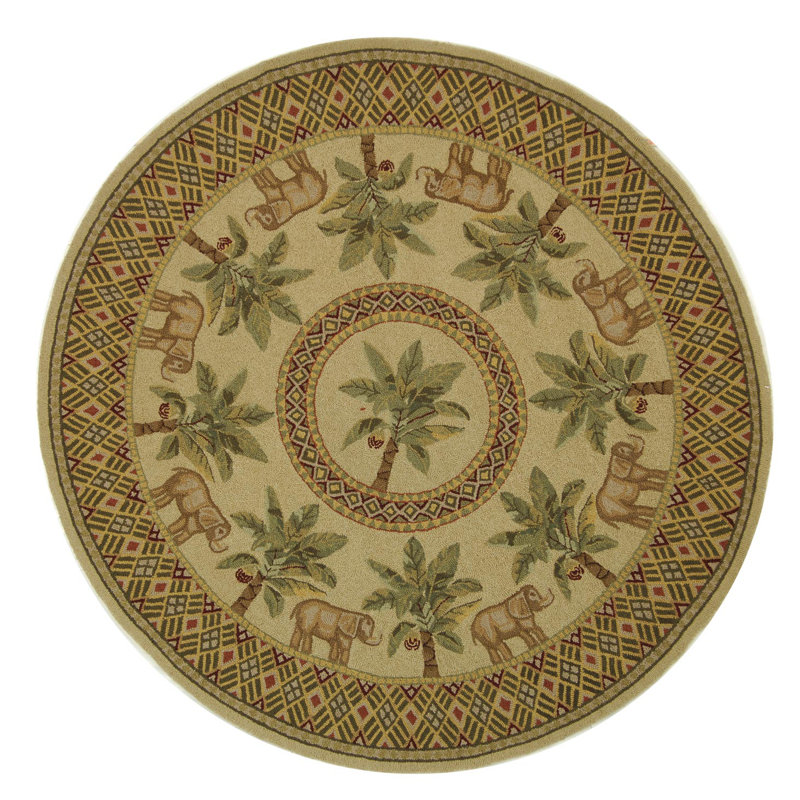 Ardilla Hand Hooked Wool Pile Rug, Round 5'6"