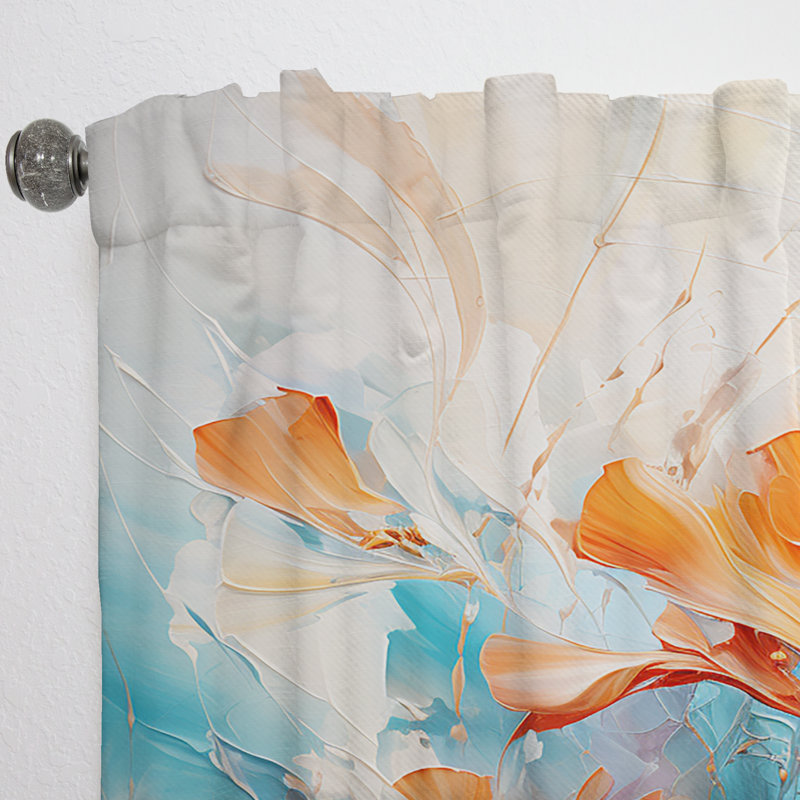 Gotzon Beige And Blue Whispering Breeze I - Impressionism Curtain - Velvet Room Darkening - 1 panel, 52" W x 120" L