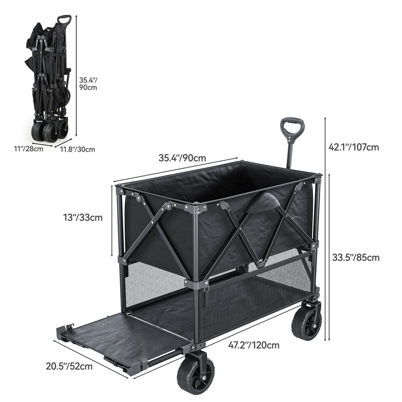 Collapsible Foldable Beach Wagon Cart Utility Cart with Big Wheels