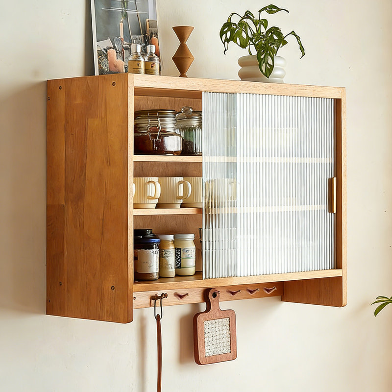 Armoire de rangement murale en verre cannelé brun 29,53 po Nordic Natural