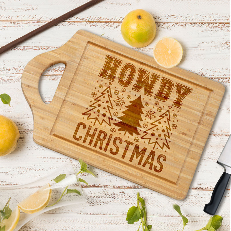 Howdy Christmas - 1 planche à découper en bambou, L 12 po x L 18 po