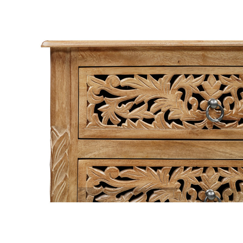 Harleen 3 - Drawer Solid Wood Nightstand, Brown