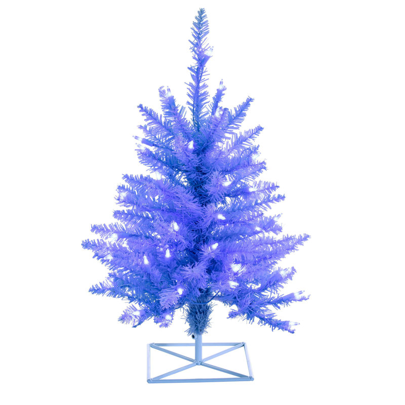 Artificial Christmas Tree with LED Lights with Stand, 3' H, Red