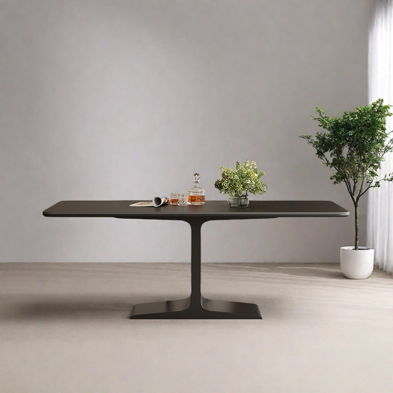 black slate dining table, 29.92"H x 55.11"L x 31.49"W