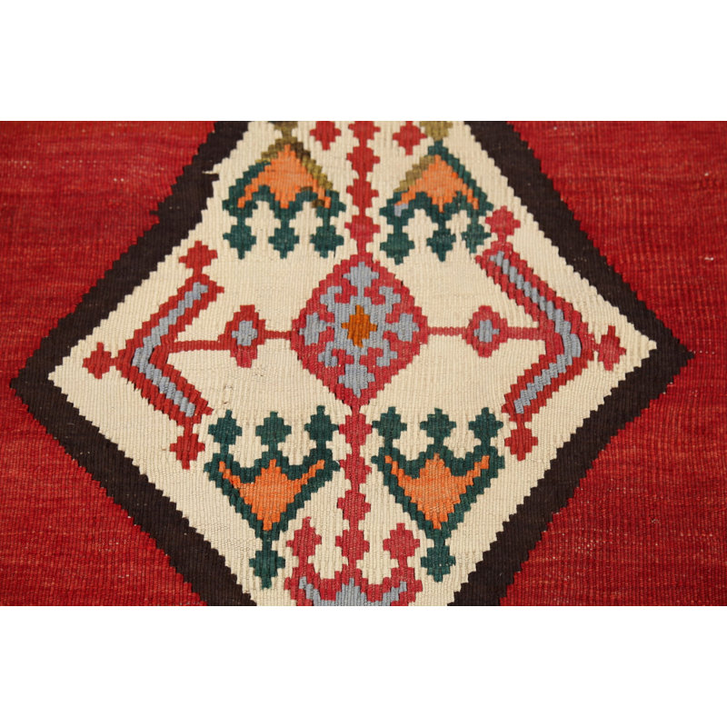 Tapis kilim à teinture végétale rouge 5 x 7