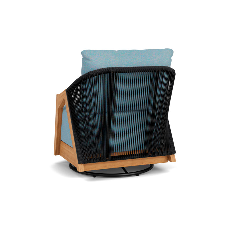 Alpine Outdoor Teak Swivel Armchair, Leeds Light Blue