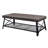Tufted Faux Leather Upholstered Coffee Table with Mesh Storage Rack
