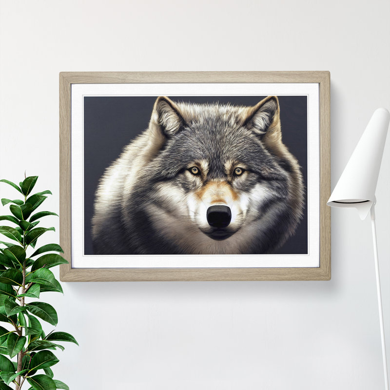 Inspirational Wolf - Framed Print, 34cm H x 46cm W x 2cm D, Oak Framed