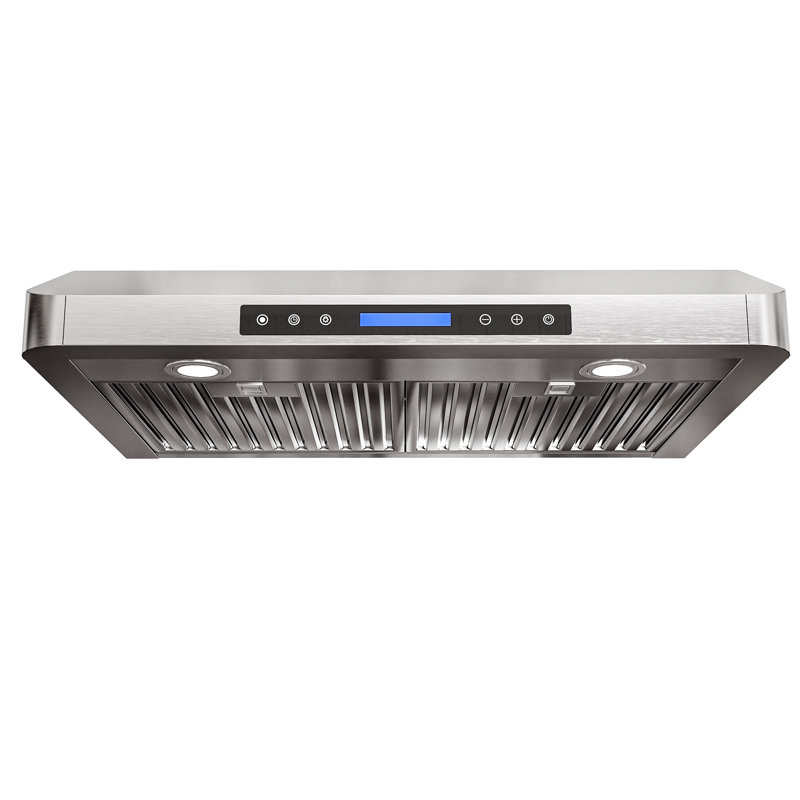 Hotte sous un meuble à conduit 30 pouces, 800 pi³ / min, 4 vitesses, télécommande en acier inoxydable et panneau tactile avec lumières DEL
