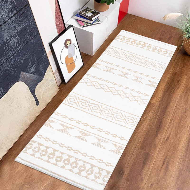 Tapis lavable Boho, Tapis de couloir 2 pi x 8 pi, Brun