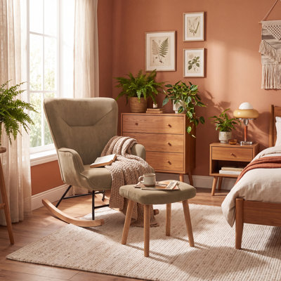 Solid Wood and Iron Rocking Chair