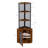 Rustic Brown 65’’ 6-Tier Corner Storage Cabinet with Charging Station and Wine Glass Rack