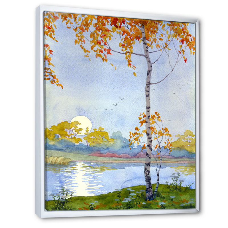 Automne mélancolie - peinture, H 20 po x l 12 po x P 1 po, Cadre flottant blanc