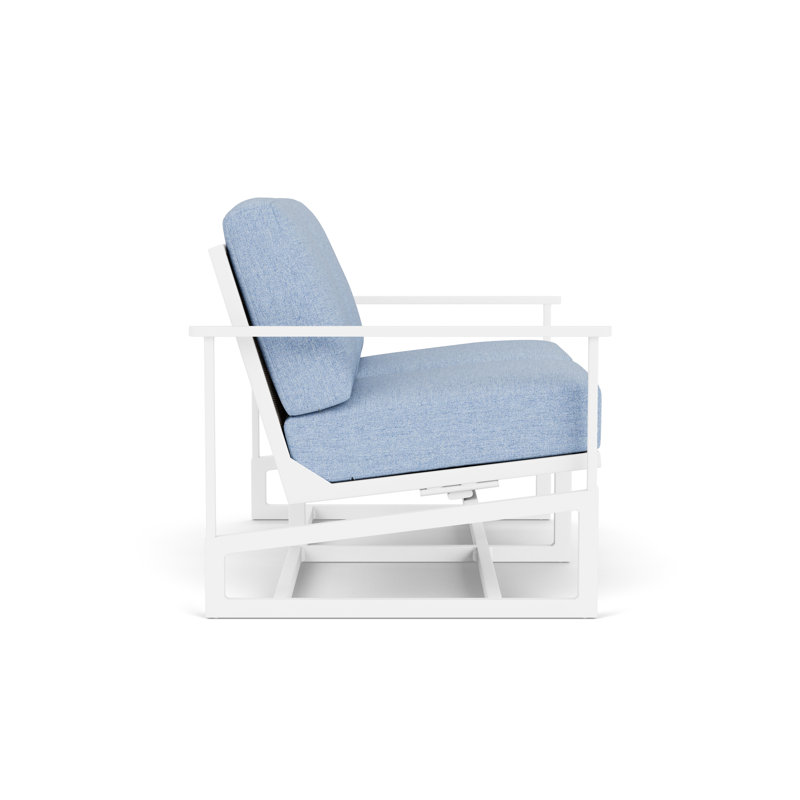 Outdoor Summit Rocker Bench with Cushions, White, Demo Skyway, Matte White