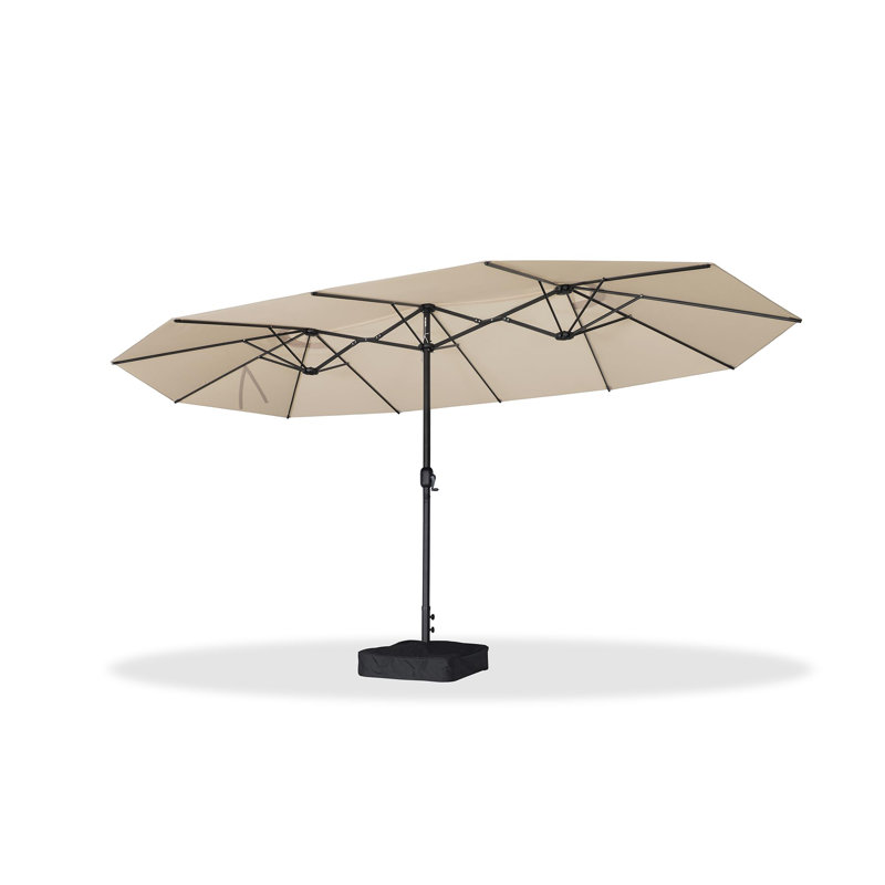 Parasol de table rectangulaire d'extérieur 15 pi, Kaki