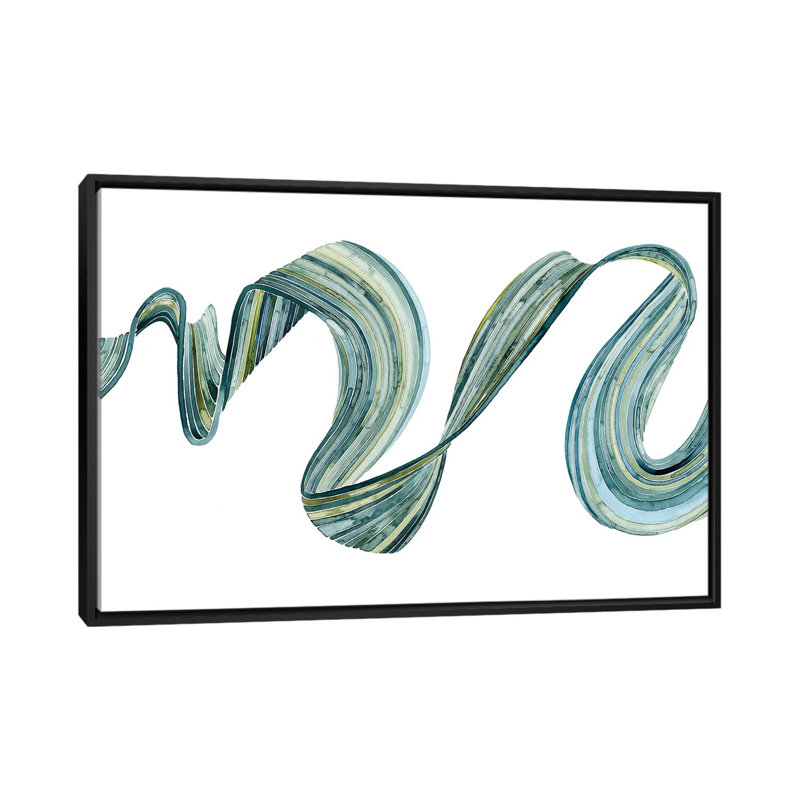 «Ribbon Stream I», reproduction sur toile, H 18 po x l 26 po x P 1,5 po, Toile avec cadre noir, Pas de tapis