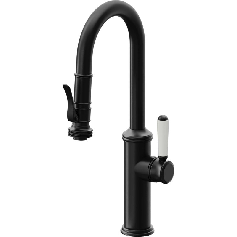 Davoli Pull-Down Prep/Bar Faucet with Squeeze Sprayer, Matte Black