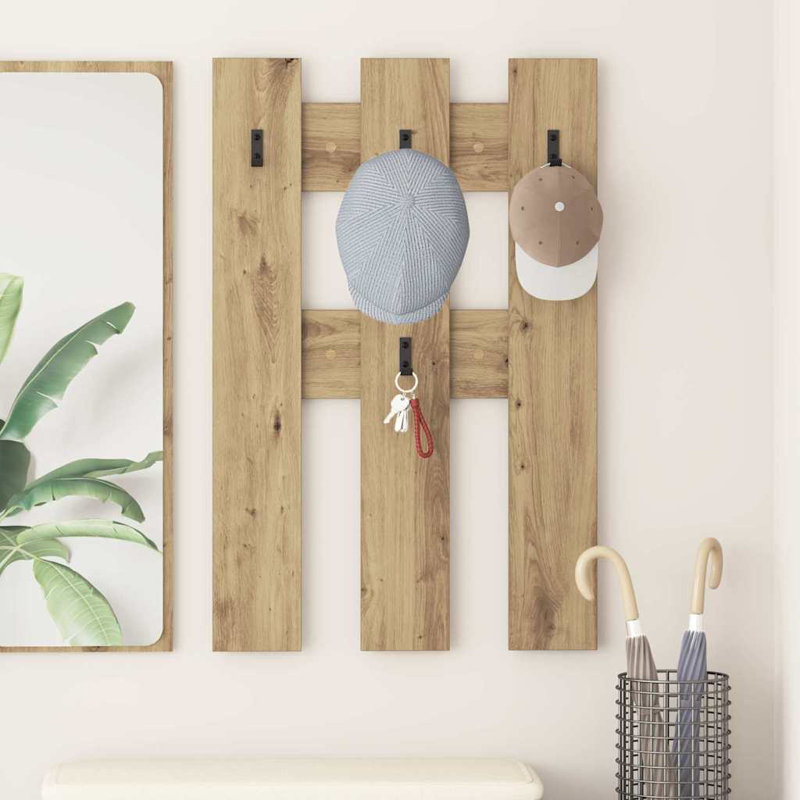 Wall-Mounted Coat Rack 65 X 3 X 100 Cm Engineered Wood, Artisan Oak