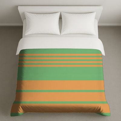 Housses de couette à rayures vertes et orange