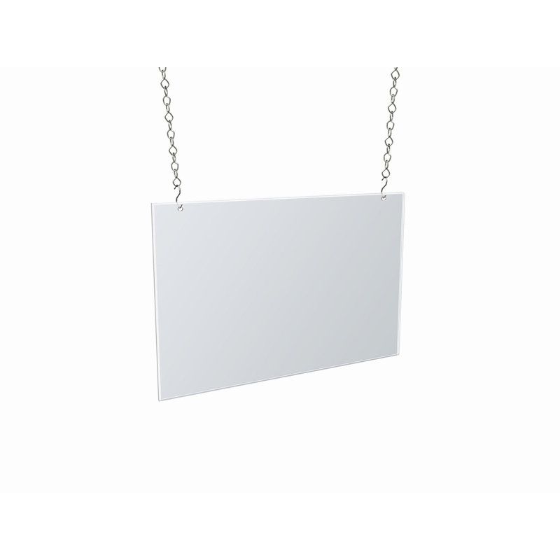 Cadre pour affiche suspendu transparent en acrylique transparent 17 po de largeur x 11 po de hauteur, horizontal / paysage. Comprend une trousse de quincaillerie de suspension