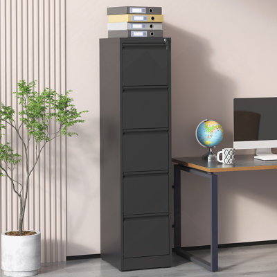 High - Quality 5 Drawer Metal Vertical File Cabinet With Lock, Suitable For A4, Legal And Letter Size Files In Office And Home Environments.