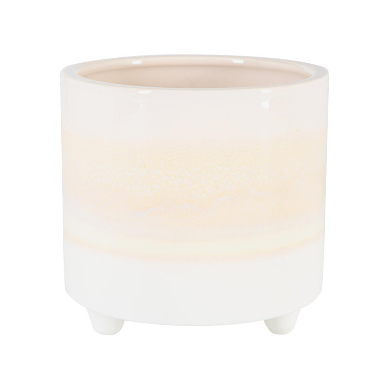 Nicola Spring - Reactive Glaze Footed Plant Pot, 13.5cm H x 14cm W x 14cm D, Pink